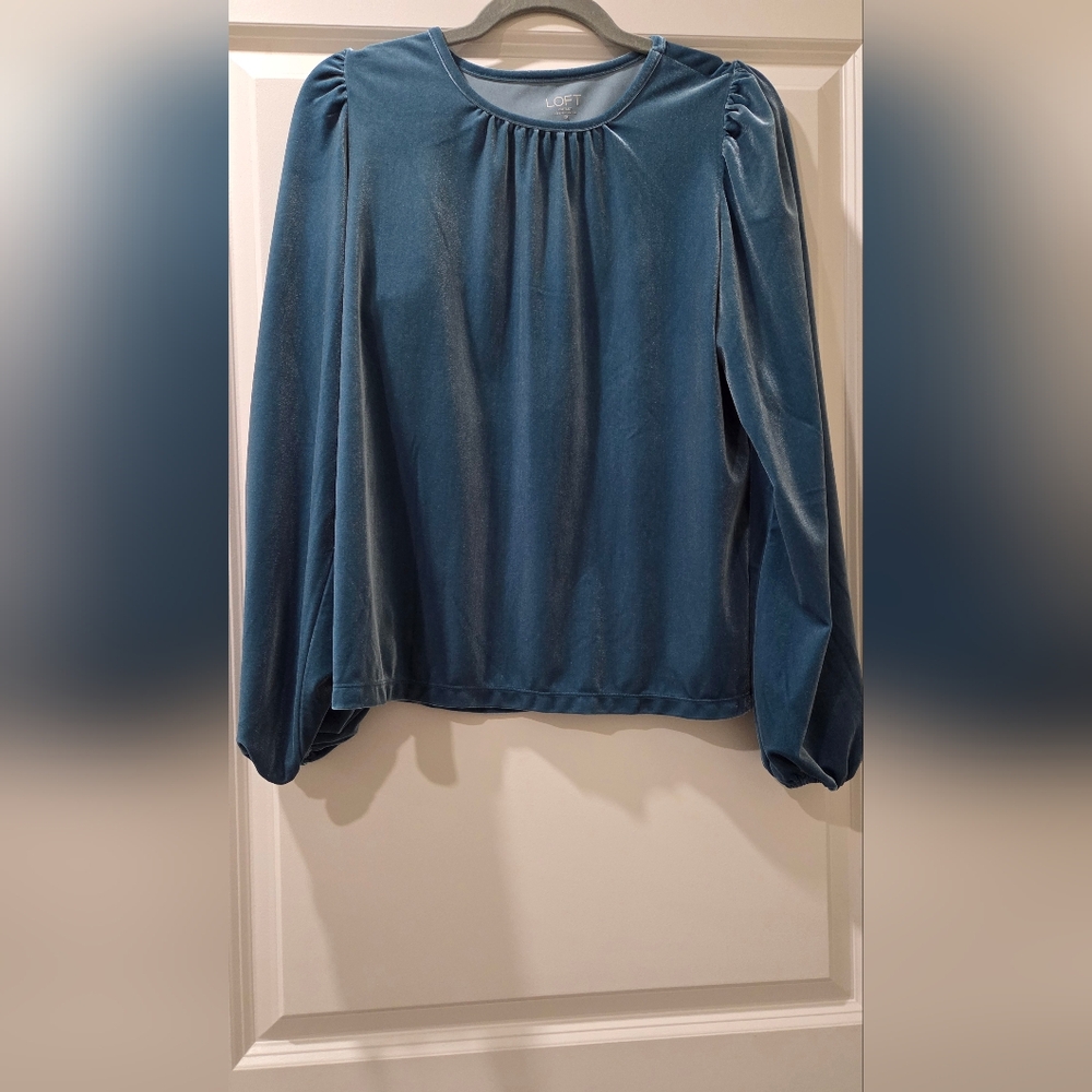 LOFT Teal Velvet Top (XS)